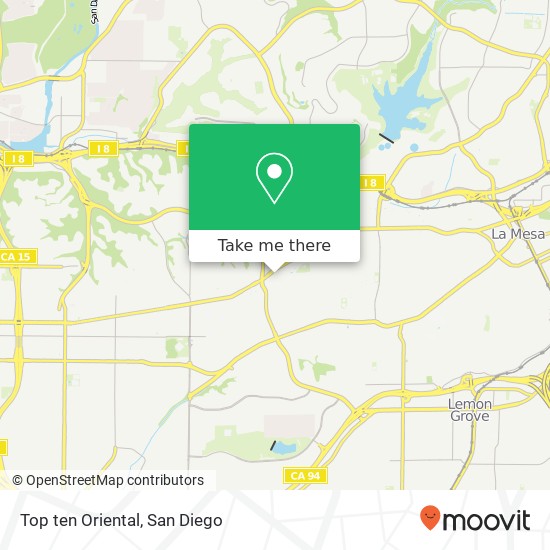 Mapa de Top ten Oriental, 6165 El Cajon Blvd San Diego, CA 92115