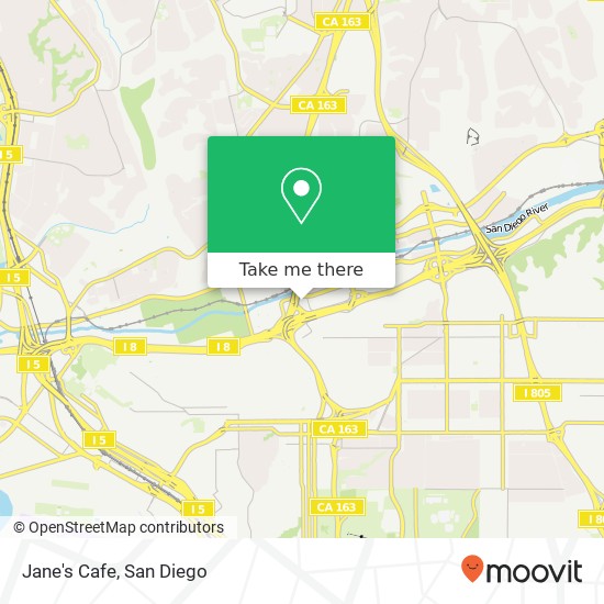 Mapa de Jane's Cafe, 591 Camino de la Reina San Diego, CA 92108
