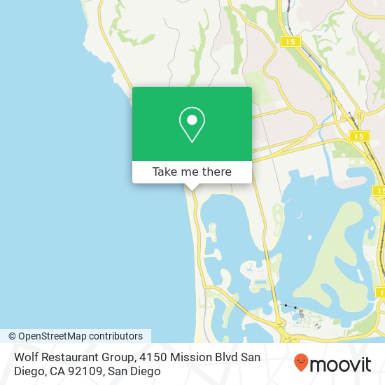 Mapa de Wolf Restaurant Group, 4150 Mission Blvd San Diego, CA 92109