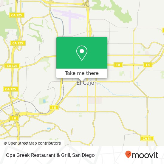 Mapa de Opa Greek Restaurant & Grill, 345 W Main St El Cajon, CA 92020