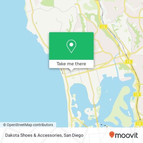 Mapa de Dakota Shoes & Accessories, 1038 Garnet Ave San Diego, CA 92109