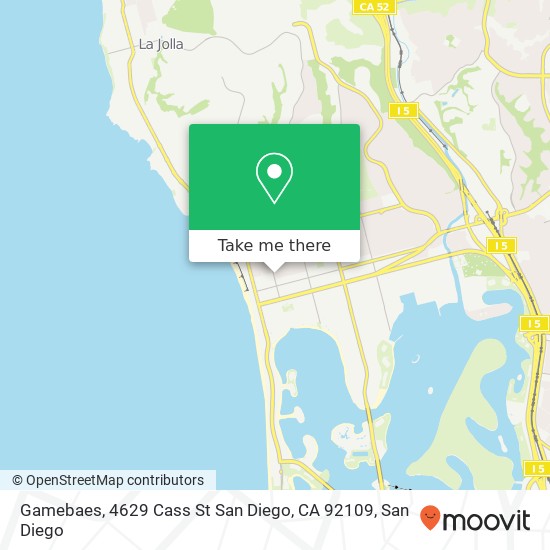 Mapa de Gamebaes, 4629 Cass St San Diego, CA 92109