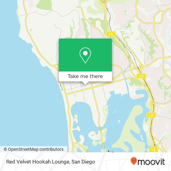 Mapa de Red Velvet Hookah Lounge, 4477 Gresham St San Diego, CA 92109