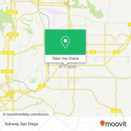 Mapa de Subway, 220 W Main St El Cajon, CA 92020