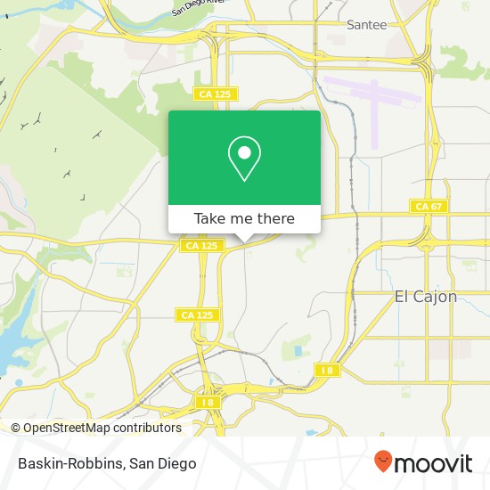 Mapa de Baskin-Robbins, 2396 Fletcher Pkwy El Cajon, CA 92020