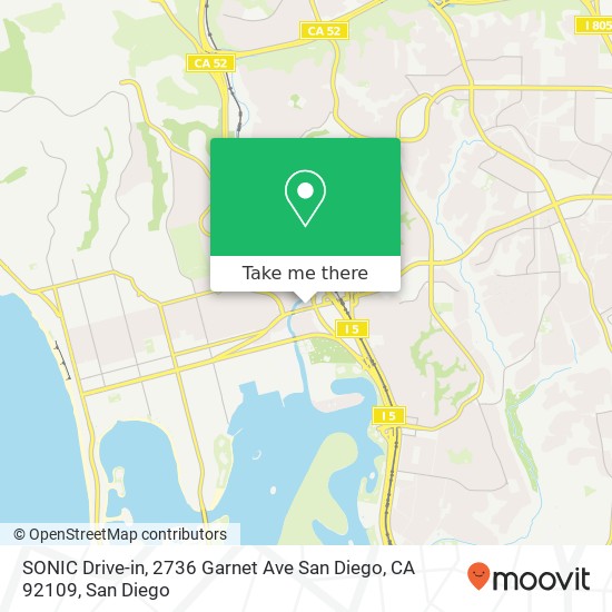 Mapa de SONIC Drive-in, 2736 Garnet Ave San Diego, CA 92109