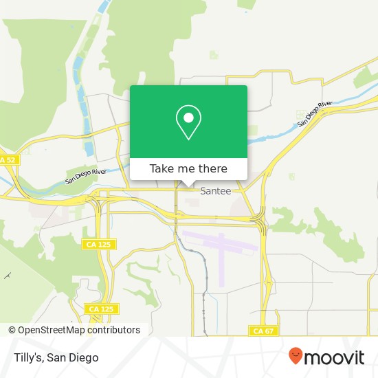 Mapa de Tilly's, 9880 Mission Gorge Rd Santee, CA 92071