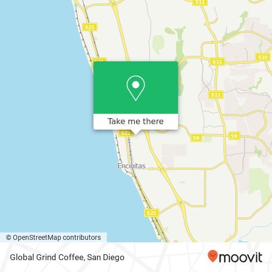 Mapa de Global Grind Coffee, 540 Cornish Dr Encinitas, CA 92024