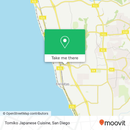 Mapa de Tomiko Japanese Cuisine, 87 Encinitas Blvd Encinitas, CA 92024