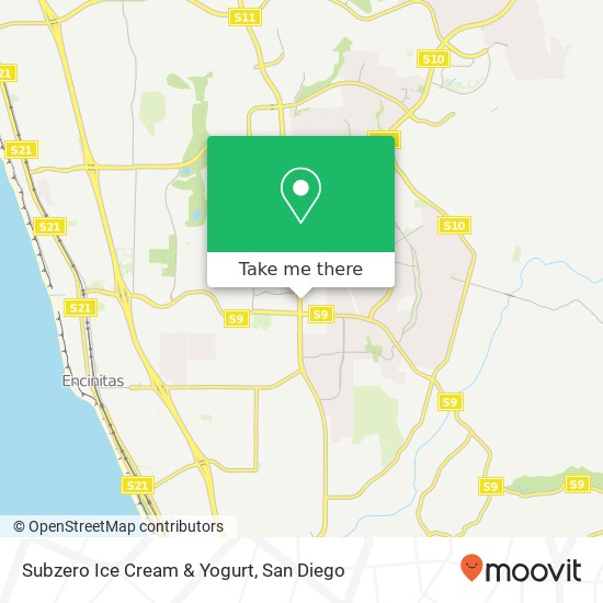 Mapa de Subzero Ice Cream & Yogurt, 123 N. El Camino Real Encinitas, CA 92024