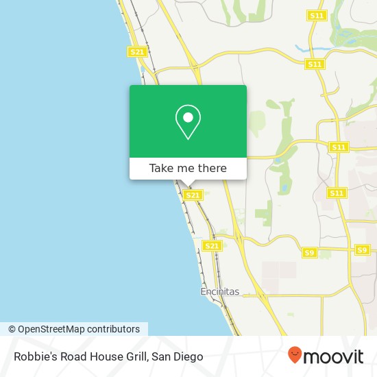 Mapa de Robbie's Road House Grill, 530 N Coast Hwy 101 Encinitas, CA 92024