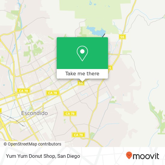 Mapa de Yum Yum Donut Shop, 1881 E Valley Pkwy Escondido, CA 92027