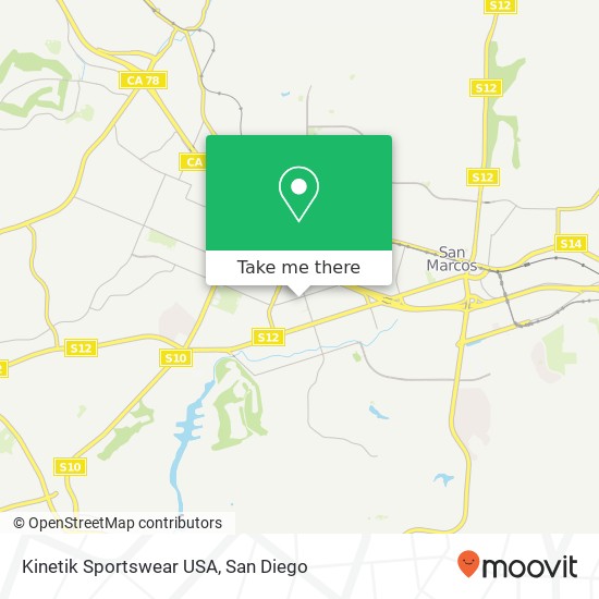 Mapa de Kinetik Sportswear USA, 1125 Linda Vista Dr San Marcos, CA 92078