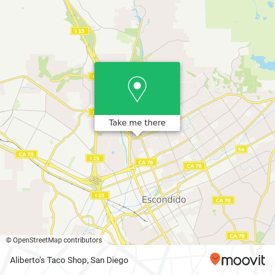 Mapa de Aliberto's Taco Shop, 134 W El Norte Pkwy Escondido, CA 92026