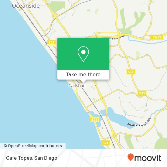 Mapa de Cafe Topes, 3091 Roosevelt St Carlsbad, CA 92008