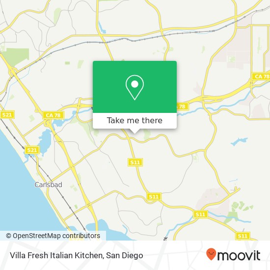 Mapa de Villa Fresh Italian Kitchen, Via Premio Carlsbad, CA 92010