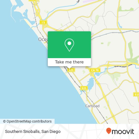 Mapa de Southern Snoballs, 1555 S Coast Hwy Oceanside, CA 92054