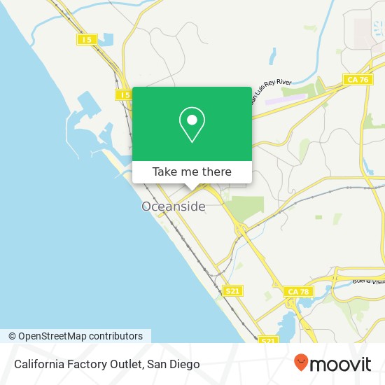 Mapa de California Factory Outlet, 1028 Mission Ave Oceanside, CA 92054
