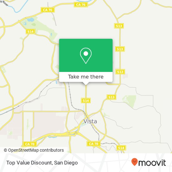 Mapa de Top Value Discount, 1234 N Santa Fe Ave Vista, CA 92083