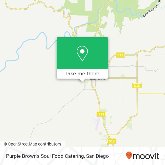Mapa de Purple Brown's Soul Food Catering, 923 Alturas Rd Fallbrook, CA 92028