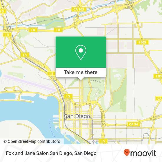Fox and Jane Salon San Diego map