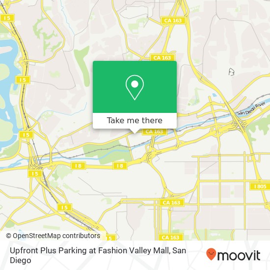 Upfront Plus Parking at Fashion Valley Mall map