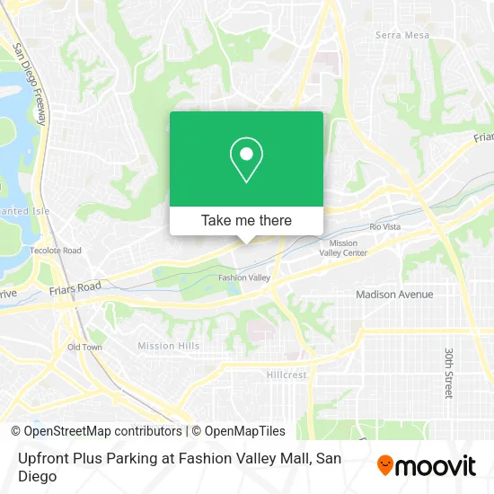 Mapa de Upfront Plus Parking at Fashion Valley Mall