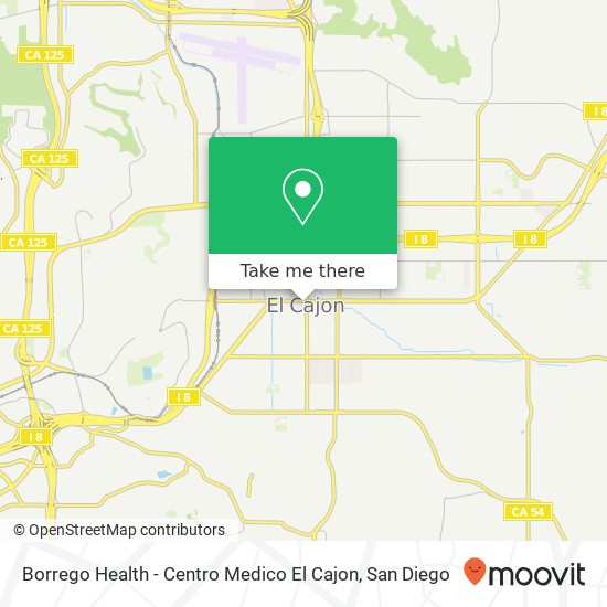 Mapa de Borrego Health - Centro Medico El Cajon