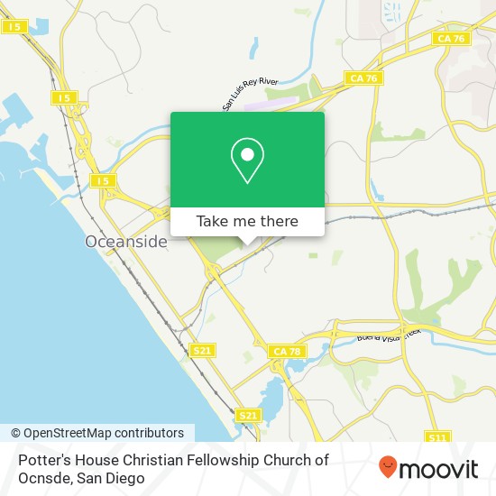 Mapa de Potter's House Christian Fellowship Church of Ocnsde