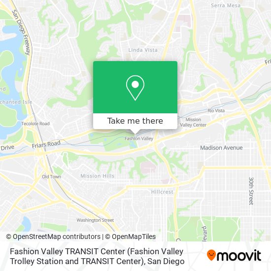 Mapa de Fashion Valley TRANSIT Center (Fashion Valley Trolley Station and TRANSIT Center)