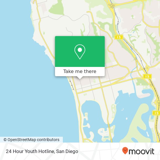 Mapa de 24 Hour Youth Hotline