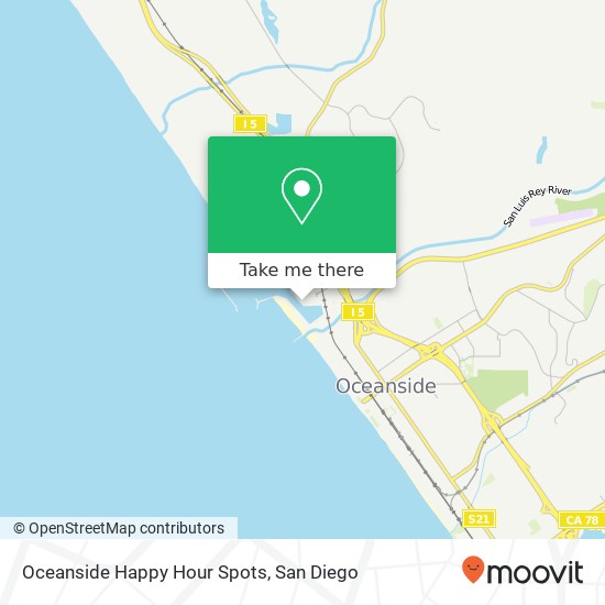 Mapa de Oceanside Happy Hour Spots