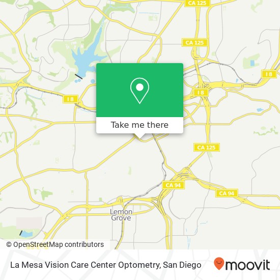 La Mesa Vision Care Center Optometry map