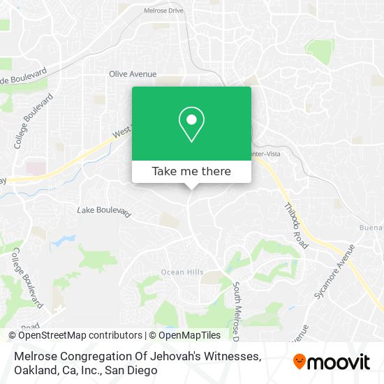 Melrose Congregation Of Jehovah's Witnesses, Oakland, Ca, Inc. map