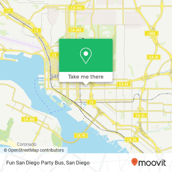 Mapa de Fun San Diego Party Bus