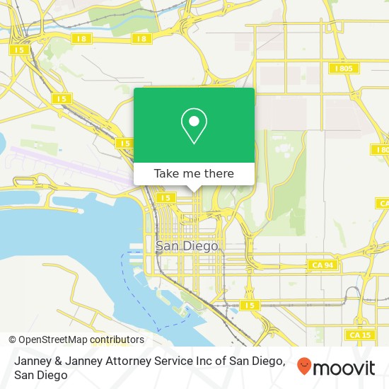 Mapa de Janney & Janney Attorney Service Inc of San Diego
