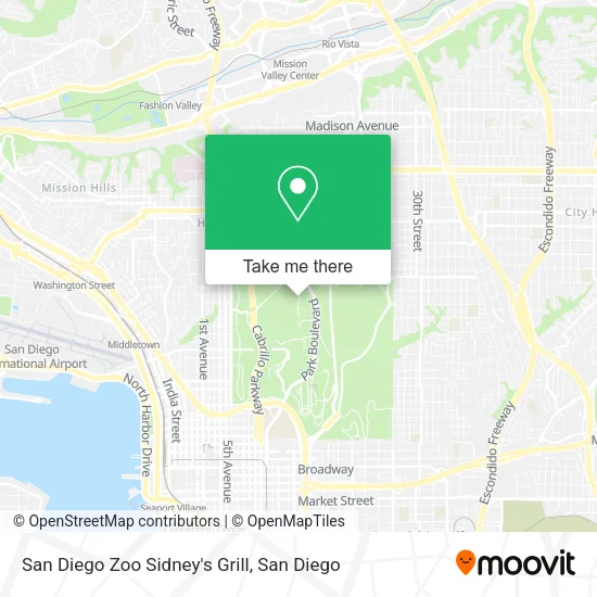 San Diego Zoo Sidney's Grill map
