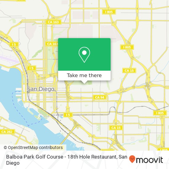 Balboa Park Golf Course - 18th Hole Restaurant map