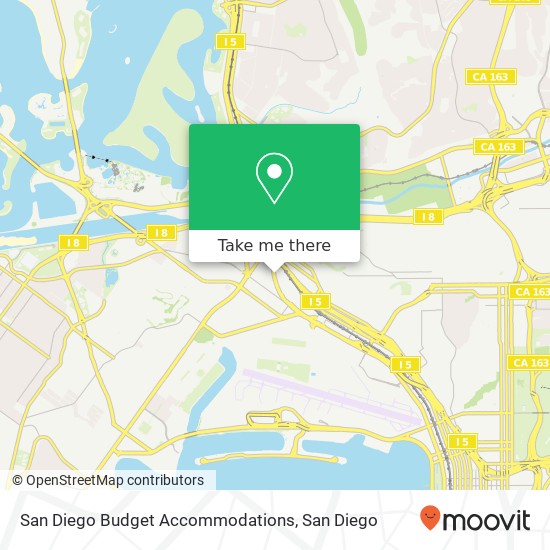 Mapa de San Diego Budget Accommodations