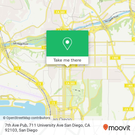 Mapa de 7th Ave Pub, 711 University Ave San Diego, CA 92103