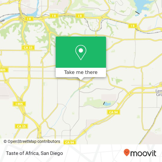Mapa de Taste of Africa, 5441 University Ave San Diego, CA 92105