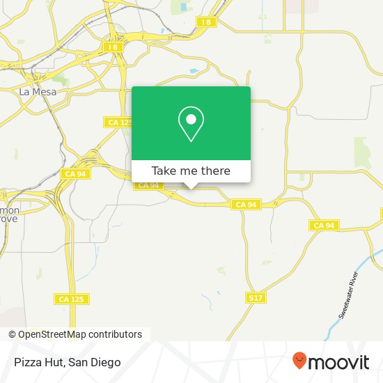 Mapa de Pizza Hut, 9805 Campo Rd Spring Valley, CA 91977