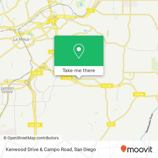 Kenwood Drive & Campo Road map