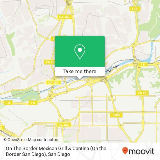 Mapa de On The Border Mexican Grill & Cantina (On the Border San Diego)