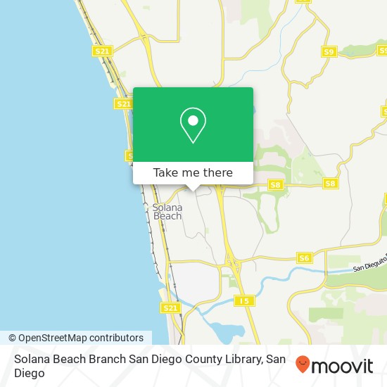 Mapa de Solana Beach Branch San Diego County Library