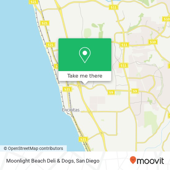 Mapa de Moonlight Beach Deli & Dogs
