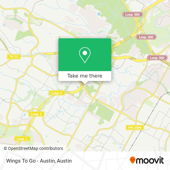 Mapa de Wings To Go - Austin