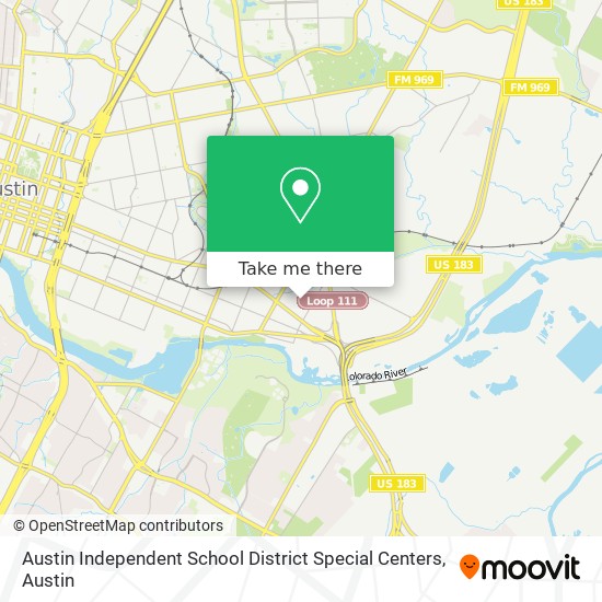 Austin Independent School District Special Centers map