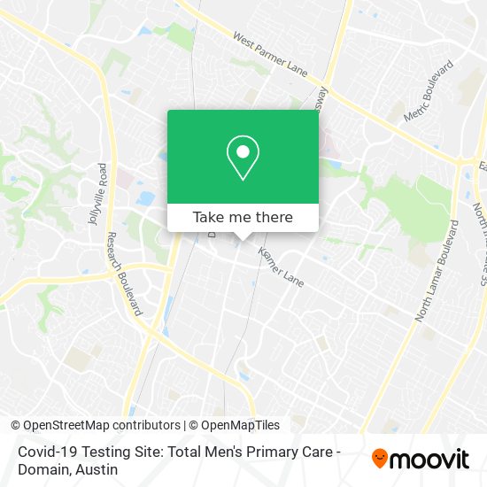 Mapa de Covid-19 Testing Site: Total Men's Primary Care - Domain