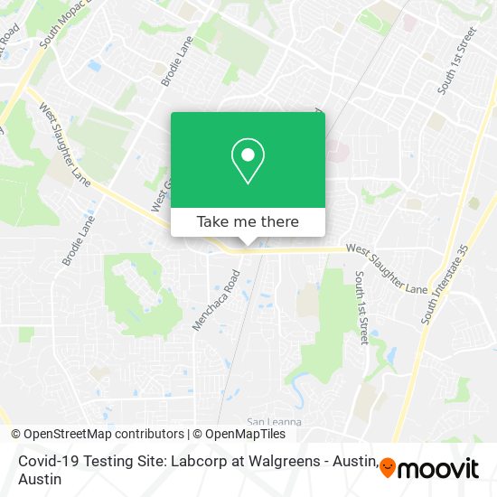 Mapa de Covid-19 Testing Site: Labcorp at Walgreens - Austin